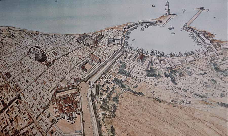 Una ricostruzione di Leptis Magna al massimo del suo splendore.